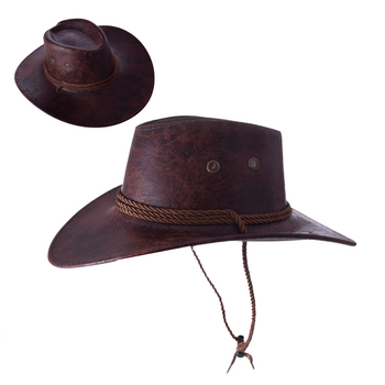 KAPELUSZ KOWBOJSKI COUNTRY WESTERN DLA DOROSŁYCH PARTY EKO SKÓRA BRĄZOWY