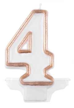 Świeczka cyferka na tort biała czwórka nr 4