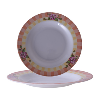 TALERZ PŁYTKI PŁASKI WIELORAZOWY OBIADOWY Z NADRUKIEM RÓŻE 25cm