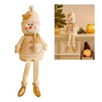 Bałwanek świąteczny siedzący złoty 55cm dekoracja ozdoba bożonarodzeniowa