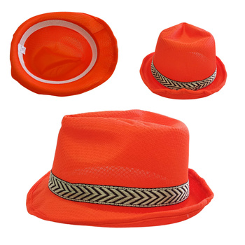 KAPELUSZ POMARAŃCZOWY TRILBY FEDORA KLASYCZNY JACKSON NA WYSTĘPY KARNAWAŁOWE