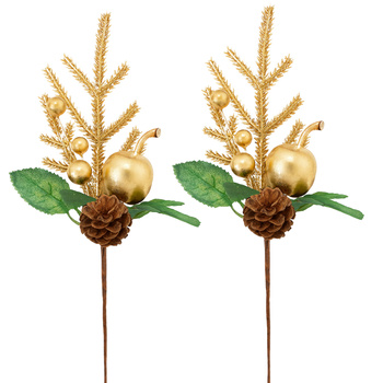 Gałązka świerkowa ZŁOTA do stroików na stroik dekoracyjna gałązki ozdobne 2szt