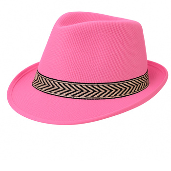 KAPELUSZ RÓŻOWY TRILBY FEDORA KLASYCZNY JACKSON NA WYSTĘPY KARNAWAŁOWE