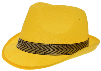 KAPELUSZ ŻÓŁTY TRILBY FEDORA KLASYCZNY JACKSON NA WYSTĘPY KARNAWAŁOWE