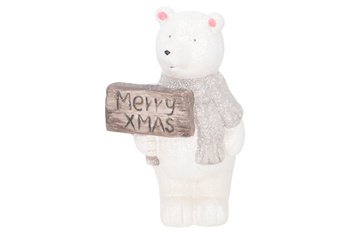 MIŚ MISIEK POLARNY MERRY XMAS CERAMICZNY FIGURKA DEKORACJA 24cm