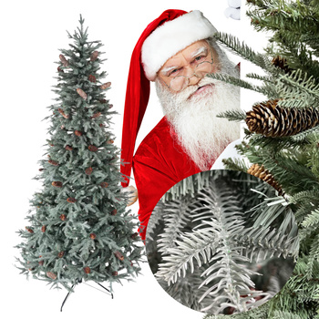 SZTUCZNA CHOINKA PREMIUM SILIKONOWA ZIELONA SREBRNY ŚWIERK FULL PE 210 cm 