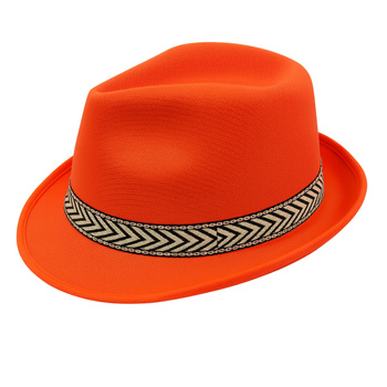 KAPELUSZ POMARAŃCZOWY TRILBY FEDORA KLASYCZNY JACKSON NA WYSTĘPY KARNAWAŁOWE