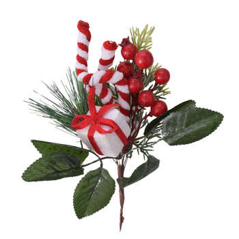 Świąteczna gałązka z prezentem głóg gałązki na stroik świąteczne dodatki