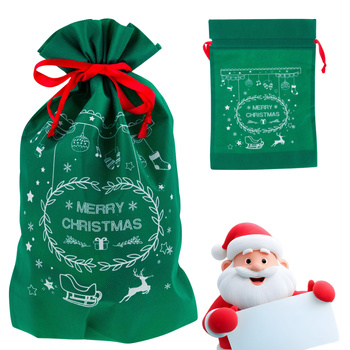Worek na prezenty świąteczny torba prezentowa eko opakowanie prezentowe zielony