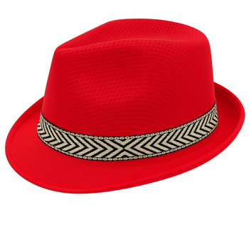 KAPELUSZ CZERWONY TRILBY FEDORA KLASYCZNY JACKSON NA WYSTĘPY KARNAWAŁOWE