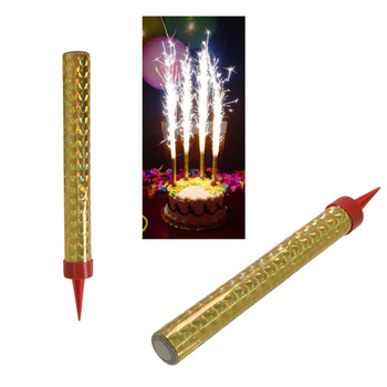 Fontanna tortowa kolorowy płomień urodzinowa raca na tort 12 cm