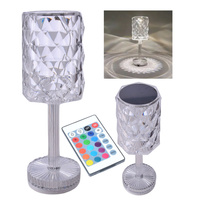 KRYSZTAŁOWA LAMPKA NOCNA STOŁOWA DOTYKOWA NA PILOT LED USB 16 KOLORÓW