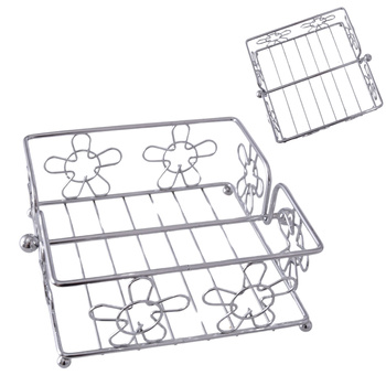 SERWETNIK STOJAK NA SERWETKI CHUSTECZKI SREBRNY METALOWY POJEMNIK