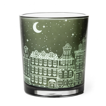 ŚWIECZNIK LAMPION ŚWIĄTECZNY NA ŚWIECĘ ŚWIECZKĘ DO ŚWIEC MIASTO 8 cm