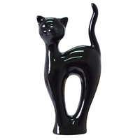 FIGURKA KOT KOTEK KOTECZEK CERAMICZNY LUSTRZANY CZARNE 23cm
